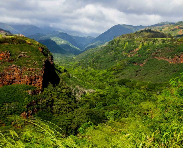View from the highway approaching Waimea Canyon