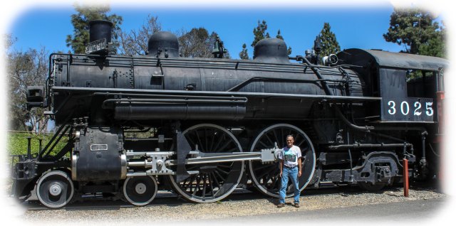 Randy with 4-4-0 Steam Locomotive