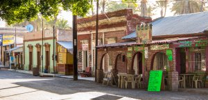 San Ignacio street scene-note the english signboard